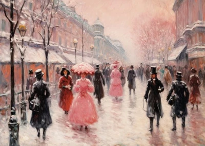 Elegant Vintage Street Scene Wall Art Poster Premium Quality - Image 1 of 4