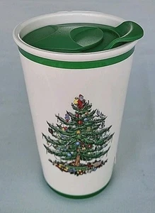 Spode Porcelain, Christmas Tree Pattern, 8 Ounce Travel Cup with Lid. - Picture 1 of 9