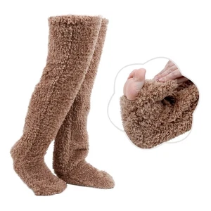  1 Paar Plüsch Stulpen lange Socken kniehohe Stulpen Socken Ärmel Stiefel - Bild 1 von 11