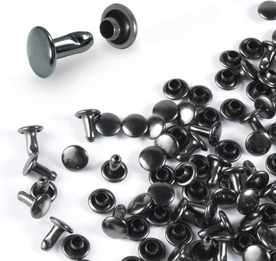 200Sets 6Mm round Double Caps Rivets, Leather Rivets Metal Tubular Studs for Bag - Image 1 of 4
