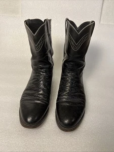 Justin 3172 Vintage schwarz Federkiel & glatt Strauß Roper Cowboystiefel Herren 13-D - Bild 1 von 19