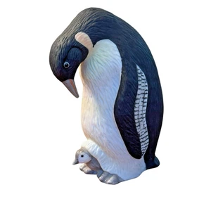 Estatuilla de cerámica vintage de pingüino chino Lefton con bebé #02713 pintada a mano 3,5" - Imagen 1 de 8