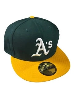 Gorra ajustada Oakland Athletics MLB New Era 59FIFTY verde amarilla 7 5/8 - Imagen 1 de 5