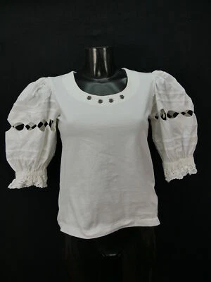 Gr.38 Dirndlbluse mit Spitze Bluse für Dirndl Landhaus Trachtenbluse B8081 - Bild 1 von 4