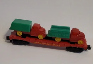 AMERICAN FLYER CIRCUS (643) WGS RED personalizado PYRO TRUCKS LOAD Knuckle FLAT CAR C-7 - Imagen 1 de 18
