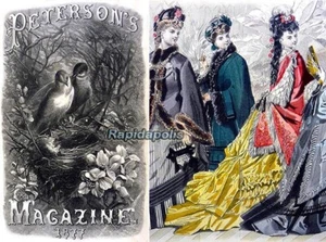 Leather Bound PETERSON’s MAGAZINE 1876 & 1877 ~ 900+ heavily illustrated pages - Foto 1 di 24