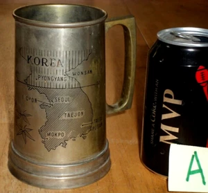 [KOREAN WAR] THE KOREA PENINSULA & TIGER LOGOS, BRASS METAL SHELL MUG, #1953 yr. - Picture 1 of 13