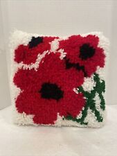 VINTAGE PILLOW  COVER (RED FLOWER DESIGN)  MADE FROM A PUNCH TOOL
