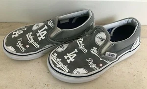Vans Little Boys Kids Gray LA Dodgers Canvas Printed Sneakers Shoes 10.5 M GUC - Picture 1 of 4