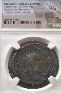 Romano-Gallic Postumus AE Double Sestertius AD 260-269 Fides Standards NGC VG - Picture 1 of 4