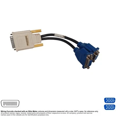 Adapter Video D-Sub DMS 59 Pin DMS59 Dual VGA HD 15 Pin HD15 Y Cable HP 338285 - Image 1 of 2