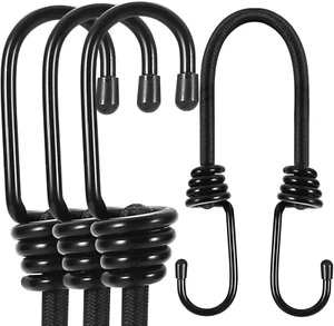 Bungee Cords Heavy Duty Outdoor 2Ft Bungee Straps with Hooks Black Bunji Cord 24 - Picture 1 of 12