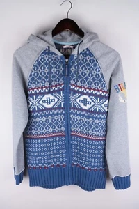 Tommy Hilfiger Men Knit Hoodie Casual Full Zip Blue Wool Cotton Blend size S - Picture 1 of 7