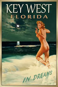 Key West Florida Original Reiseposter Marilyn Monroe Strand PinUp Kunstdruck 169 - Bild 1 von 2