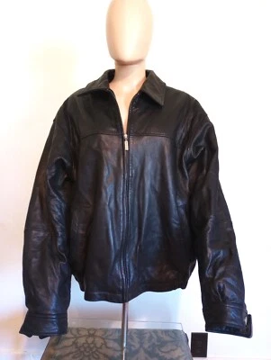 Boston Harbour Outdoorwear Men’s XXL Black Leather Jacket Lined Exc. Condition - Image 1 of 4