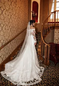 Stella York Designer Wedding Dress Off Shoulder Size 10 Perfect Condition - Picture 1 of 4