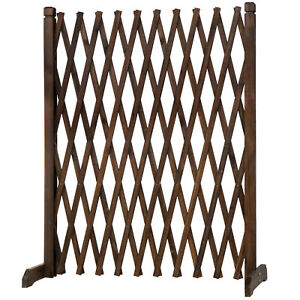 MyGift Expandable Freestanding Dark Brown Wood Garden Trellis Fence Plant Screen