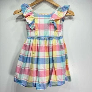Tommy Bahama Little Girls’ Pastel Plaid Ruffle Dress with Bow Girls Size 5 - Picture 1 of 11