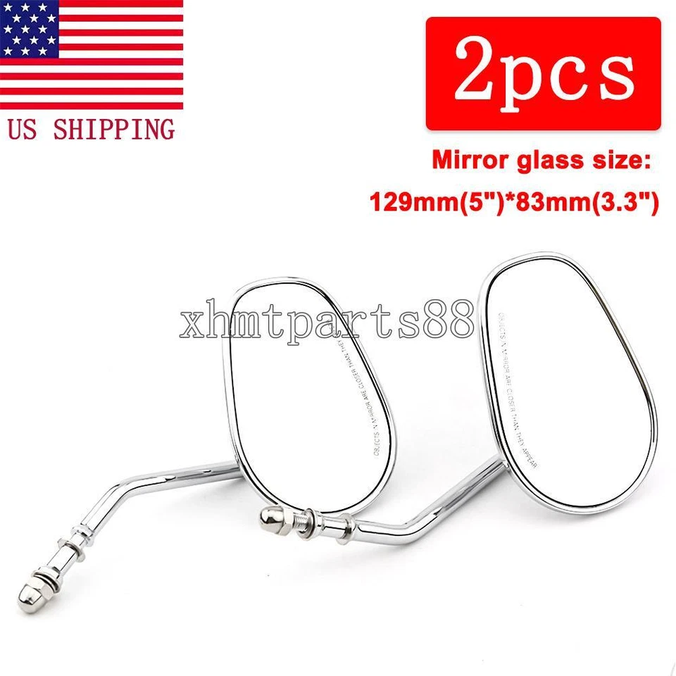 Chrome Motorcycle Rearview Mirrors For Harley Davidson Super Glide Road King Foto 1 de 4