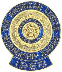 1968 Vintage American Legion Membership Award Lapel Pin War Veteran Hat Tack - Picture 1 of 3