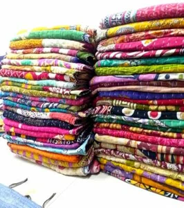Colcha de algodón hecha a mano india Kantha de colección funda de sofá ropa d... - Imagen 1 de 10