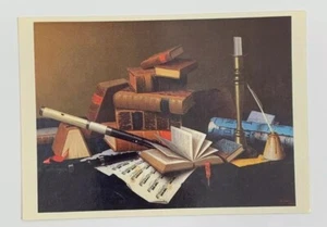 William Harnett Music and Literature Postcard Art 1986 Buffalo Fine Arts Academy - Picture 1 of 2