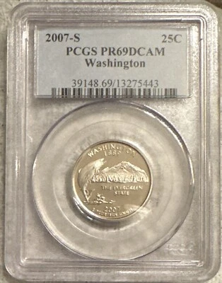 2007-S 25c PR69 DCAM Washington State Quarter PCGS Graded Certified - Image 1 of 2