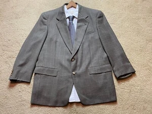 70s Austin Reed Glen Plaid Wool Sport Coat Dinner Blazer Suit Jacket Men's 44R - Picture 1 of 9