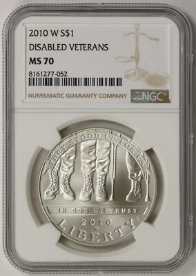 2010-W Disabled Veterans Modern Commemorative Silver Dollar $1 MS 70 NGC - Image 1 of 4