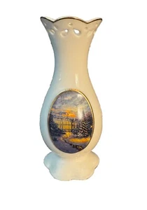 NIB Thomas Kinkade "The Lights of Liberty" Vase Porcelain 2005 Box Damage - Picture 1 of 9