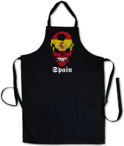 SPAIN FOOTBALL SOCCER SKULL GRILLSCHÜRZE KOCHSCHÜRZE - Spanien Fußball Hooligan - Picture 1 of 1