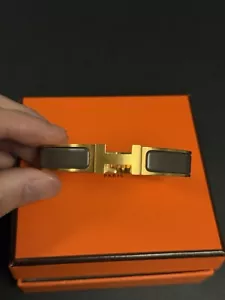 Hermes Clic Clac Bracelet Brown/Gold GM “H Lock”100% Authentic Unisex - Picture 1 of 16