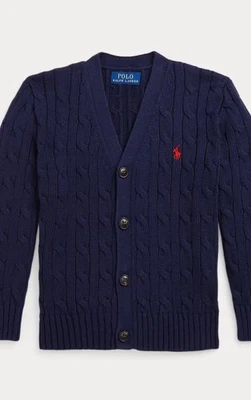 POLO RALPH LAUREN КАБЕЛЬ ВЯЗАНЫЙ ХЛОПОК V-ОБРАЗНЫМ ВЫРЕЗОМ КАРДИГАН СВИТЕР РАЗМЕР L 14-16 L - Изображение 1 из 3