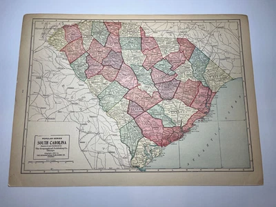 Mapa Estatal de Carolina del Sur 1911 fm 1911 Nuevo Censo Atlas Mundial VER DESCRIPCIÓN Foto 1 de 3