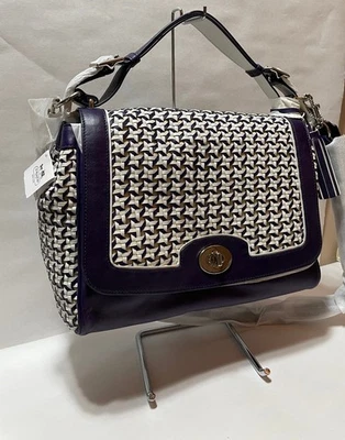 Bolso Tejido Coach Legacy Canning Cuero Romy Asa Superior Marino/Tiza 23411 Nuevo con Etiquetas Foto 1 de 4