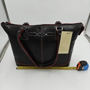 Borsa grande da donna Johnston & Murphy in pelle nera nuova con etichetta rossa acc - Foto 1 di 7