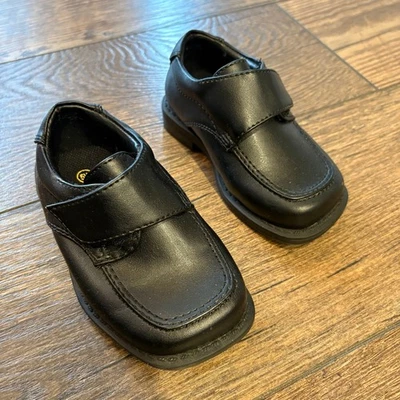 Smart Fit Toddler Black Leather Boys Dress Shoes Wedding Baby Size 5 W - Image 1 of 4
