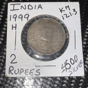 1999 (H) India 2 Rupees (National Integration) RARE WORLD COIN - Bin 3 - Picture 1 of 6