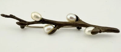 Broche MICHAEL MICHAUD BRONCE MACIZO Y PERLA COÑO SAUCE RAMA K939B Foto 1 de 4