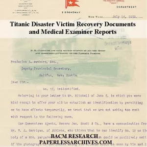 Titanic Disaster Victim Recovery Documents & Medical Examiner Reports USB Drive - Picture 1 of 11