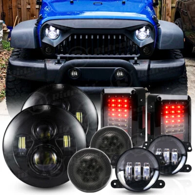 LED Headlights Tail Light Fog Turn Signal Lamp Combo For Jeep Wrangler JK 07-18 Foto 1 de 4
