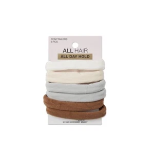Scunci Hosiery Ponytail Holder Hair Ties, Assorted Neutrals, 6-Count - Picture 1 of 6