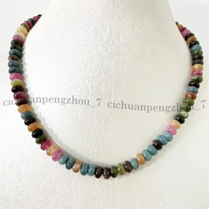 Natural Colorful Tourmaline Rondelle Gemstone Beads Necklace 14-48'' 4x6mm 5x8mm - Picture 1 of 6
