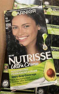 Case Of 12 Boxes Garnier Nutrisse Nourishing Creme Dye Color #11 Blackest Black - Picture 1 of 1