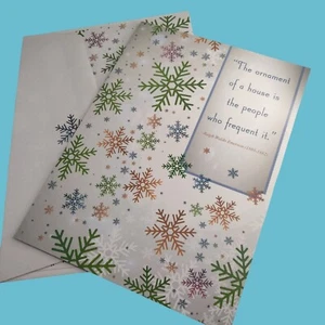 Holiday Greeting Card Envelope Ralph Waldo Emerson Quote Snowflakes - Picture 1 of 8