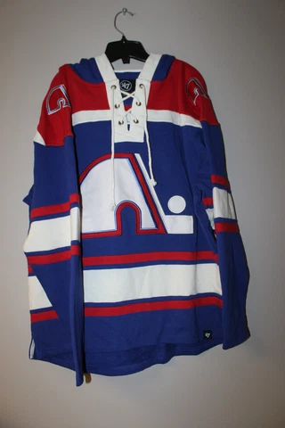 New NHL Quebec Nordiques old time jersey style mid weight cotton hoodie men XXL Cover
