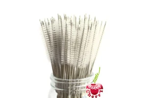 50 x Cepillos de Limpieza de Paja - Cepillo de Acero Inoxidable - Limpiador de Paja para Beber 8" - Imagen 1 de 6