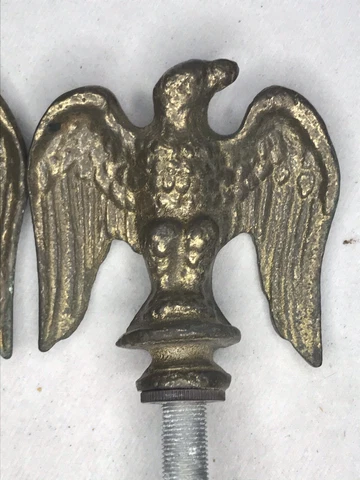 Vintage cast brass flagpole eagle topper lamp finial With Threaded Lamp Pipe Cover