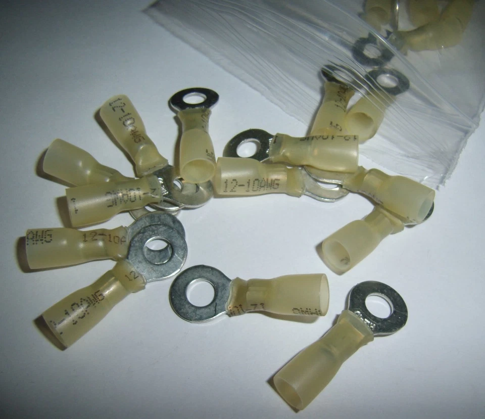 25 Heat Shrink 1/4" Ring Terminal Connector 12-10 Gauge Ga AWG Car Audio Marine - Image 1 of 1