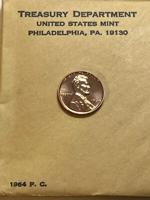 1964 Choice Gem Proof Lincoln Cent from US Mint Cello - Image 1 of 4